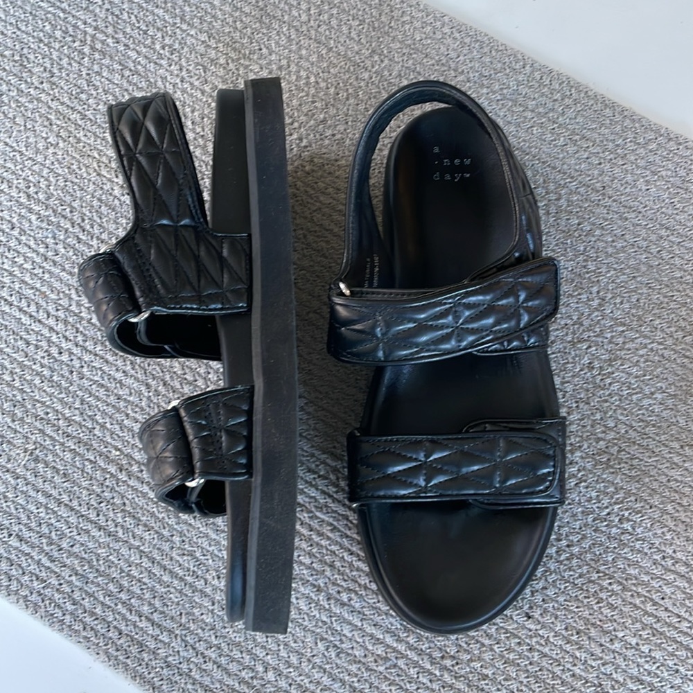 A New Day Black Woven Two Strap Sandals Size 9